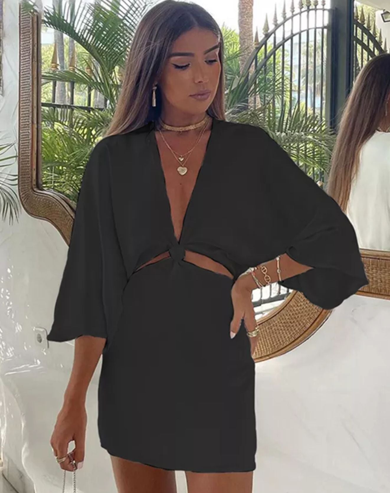 Vestido Curto Verano com Mangas Morcego